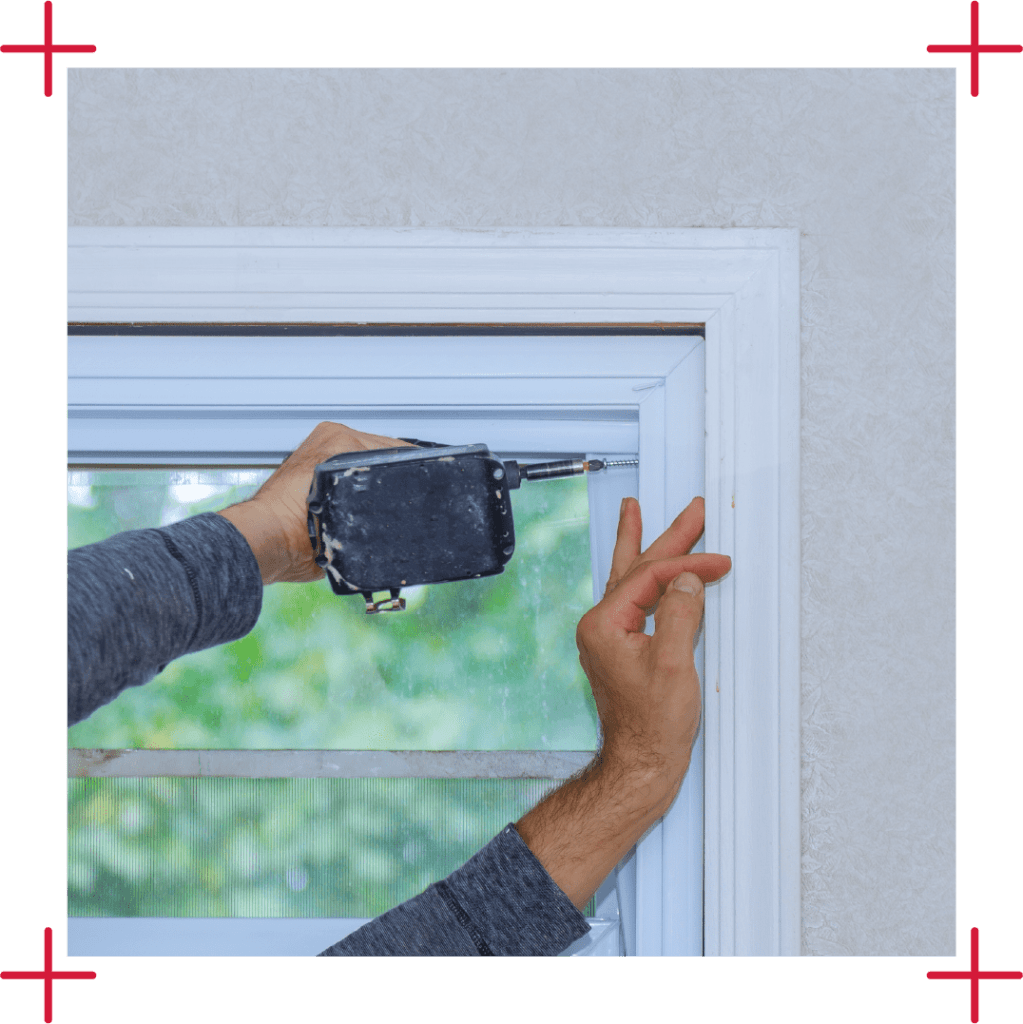 window contractor installing a vinyl window on a home